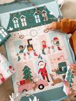 Mimirella - Geschenkpapier für Kinder Christmas, Weihnachtsmann, Elfen, blau, rot, rosa