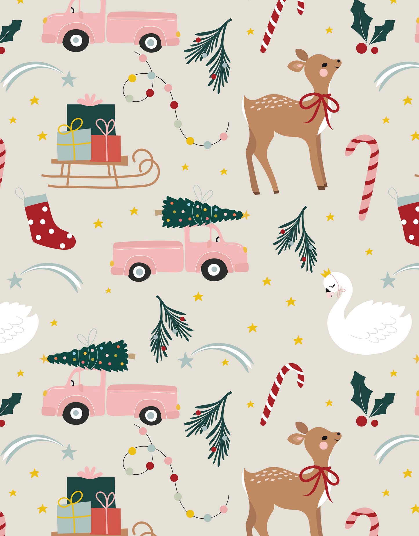 Wrapping paper "staying home for Christmas"