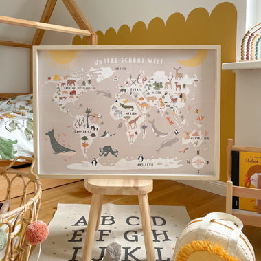Mimirella, Poster, Weltkarte natur, Kinderzimmer