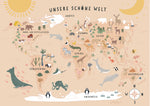 Poster "World Map" rose/nature